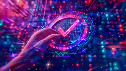 Businessman with digital interface, quality control and assurance concept