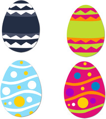 illustration of a set of colored eggs. Spring holiday, Easter.