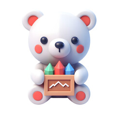 3D Flat Icon Bear Market with white background and isolated cute style
