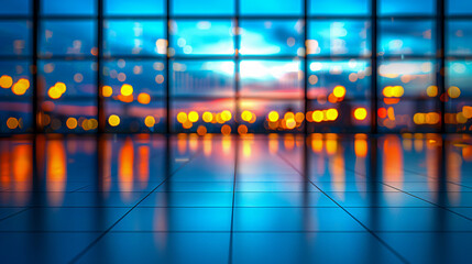 Busy Airport Terminal with Blurred People, Modern Travel and Transportation Background - obrazy, fototapety, plakaty