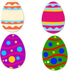 illustration of a set of colored eggs. Spring holiday, Easter.
