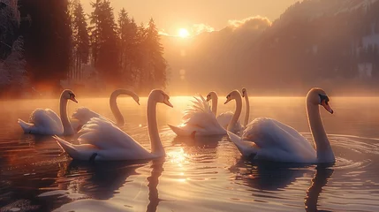 Rollo A group of swans in a lake. Generative AI. © visoot