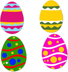 illustration of a set of colored eggs. Spring holiday, Easter.