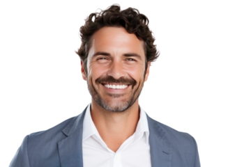  smiling businessman isolated on transparent background.