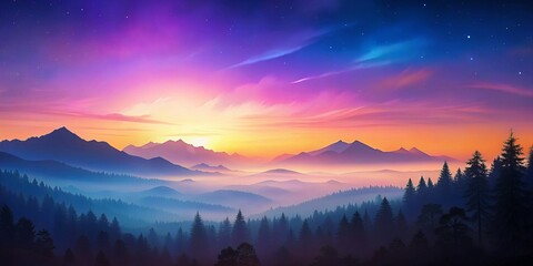 Mountain gradient background. Blue, Purple, orange nature gradient background.