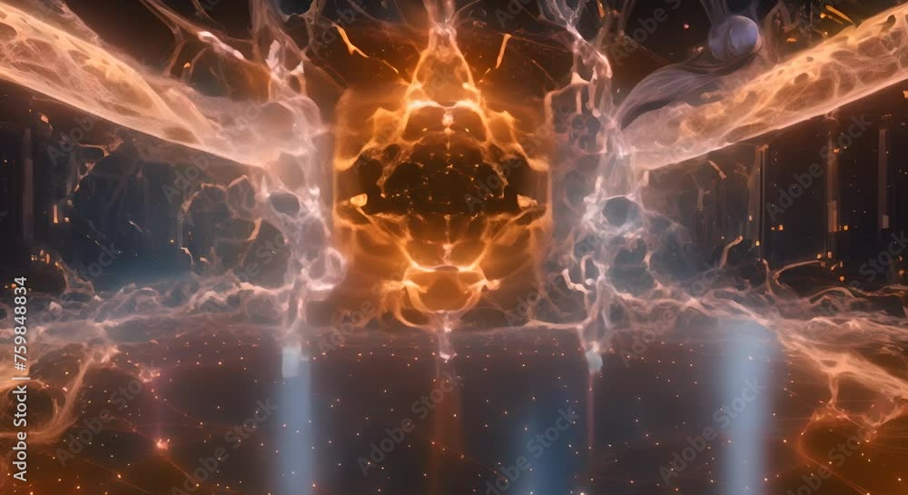Poster AI art generation process timelapse Neural network imagining a digital artwork from text description Artificial intelligence used in image creation generative visual art 3D Animation