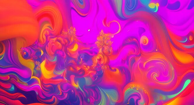 Animation of psychedelic sketch cartoon of 2 humans Crazy colorful background