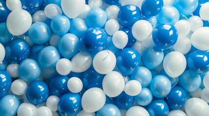 Celebration and party concept with blue and white balloons pattern background.