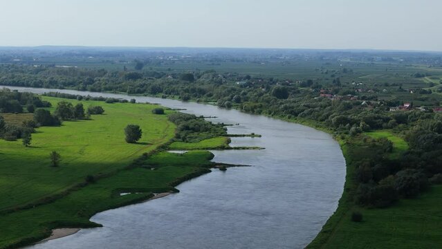 Beautiful Landscape River Vistula Sandomierz Aerial View Poland