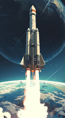rocket launch illustration on earth