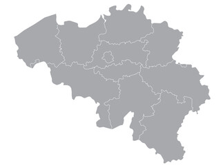 Obraz premium Outline of the map of Belgium with regions
