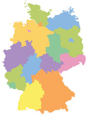 Outline of the map of Germany with regions