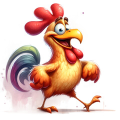 Funny Chicken Watercolor Clipart PNG Vector Ai Generated
