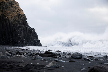 Obraz premium Black sand at Reynisfjara Beach in Iceland