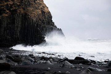 Black sand at Reynisfjara Beach in Iceland