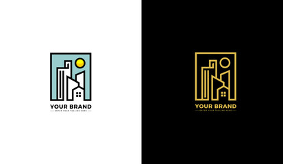 City building logo. Property agent icon, urban building, apartment. Vector illustration design