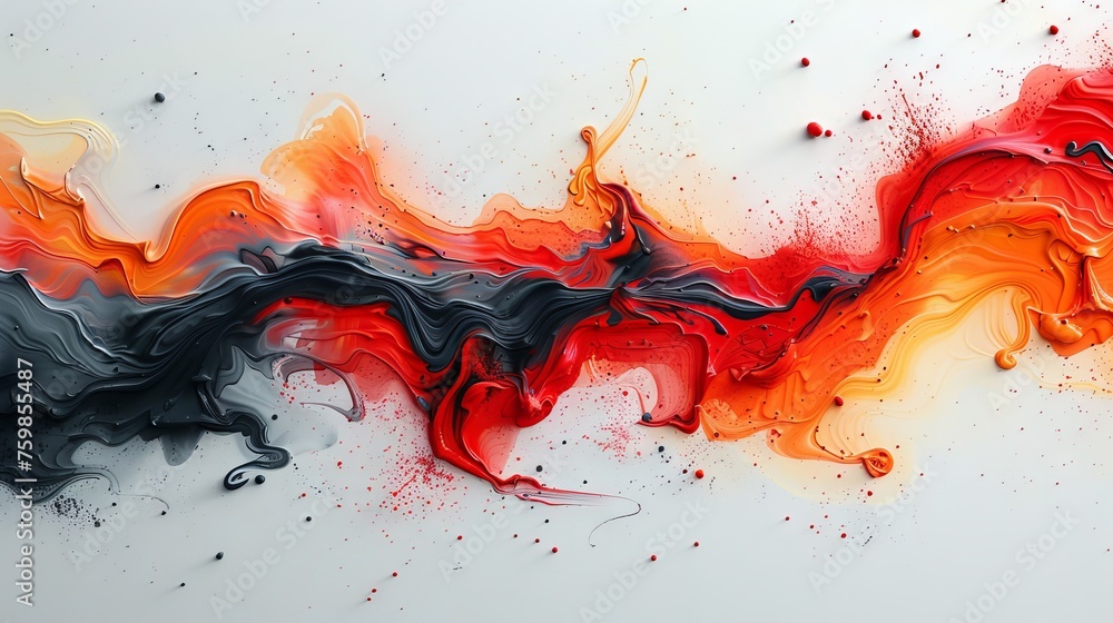 Poster dramatic red and white colors splashed across the surface, creating a sense of movement and passion