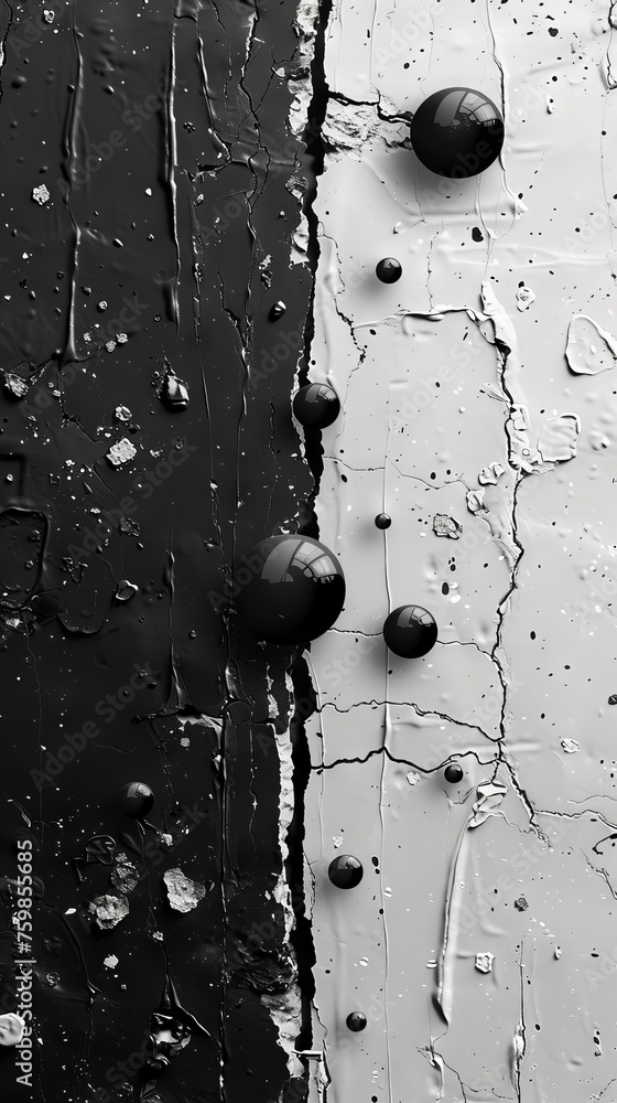 Poster a monochrome image with white lines and splashes on a black background, creating sharp contrasts and