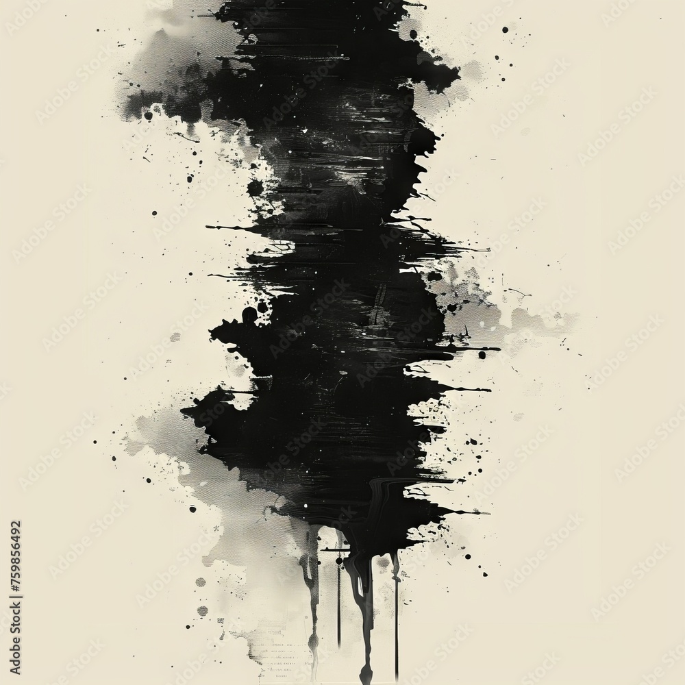 Poster monochrome abstraction with dark vertical streaks and drops. minimalism and reflection. concept: vis