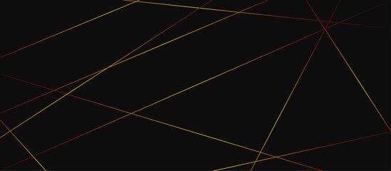 Abstract red and gold lines on black background. Luxury black background paper cut style with black and gold line. triangles background modern design. Vector illustration.	