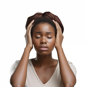 African woman with headache