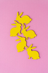 yellow bunnies on pink paper