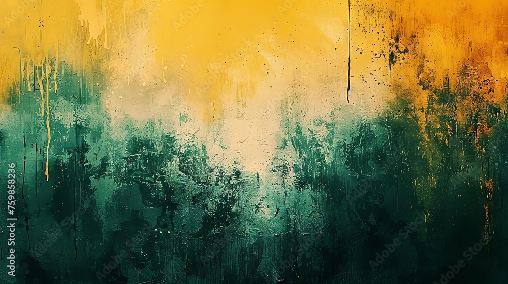 Aufkleber abstract with dark thick drops flowing down an orange background creating a textured composition. co