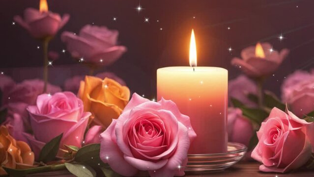 candles and rose petals