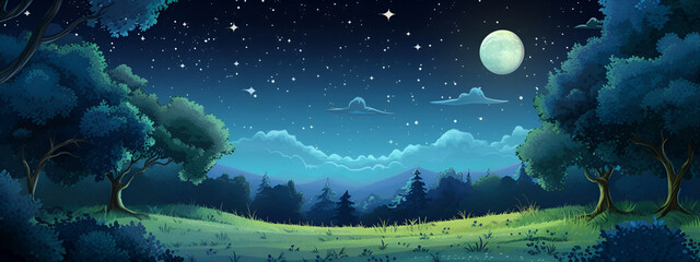 Moonsoon night cartoon background