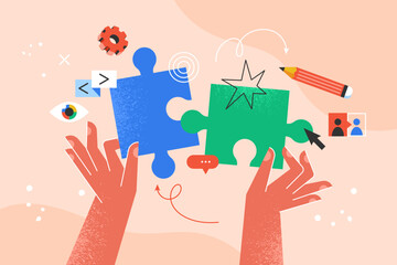 Modern creative concept for searching solutions, brainstorming and planning strategy. Business vector illustration for social media, banner or presentation template