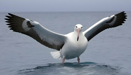 Fototapeta na wymiar An Albatross With Its Wings Folded Back Ready To