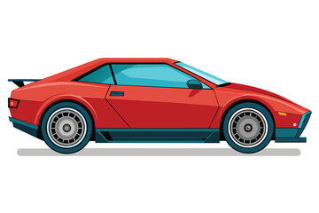 Red luxury car, clear flat vector illustration artwork