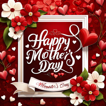 This Mother's Day themed background is absolutely adorable! The dominant red palette adds a pop of vibrant color that catches the eye, while the subtle patterns of hearts and flowers add a touch of sw