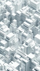 A seamless geometric pattern of futuristic city blocks from an aerial view
