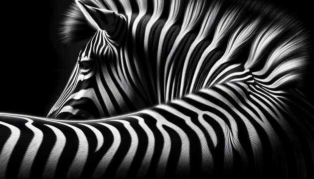 Monochromatic Elegance: Abstract Zebra Stripes Pattern in High Contrast