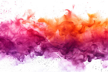 Pink and orange watercolor paint splash on white background.