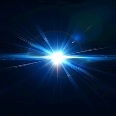 Fototapeta na wymiar Blue light flare, flash light streak ray