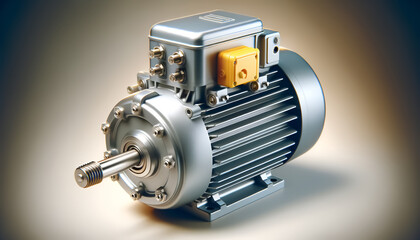 Electric motor 3D digital illustration with soft edges and metal textures, Cylindrical body electric motor with soft edges 3D digital illustration