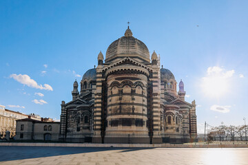 View of Marseille Cathedral of Saint Mary Major on sunny day, Marseille, France. High quality photo