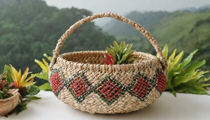 Fototapeta na wymiar basket of flowers,The durability and care needed for a basket depend on its material. Natural fiber baskets may need protection from moisture and sunlight to prevent damage,