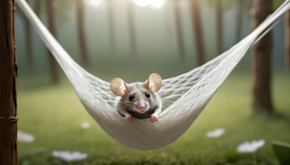 A Mouse In A Hammock Made Of Spider Silk
