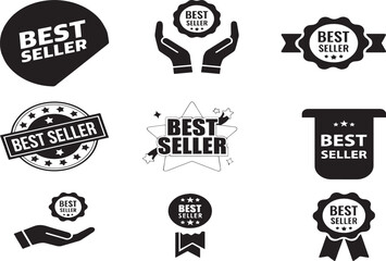 Set of "Best" Badges and Labels (outline, line art) - Design Elements