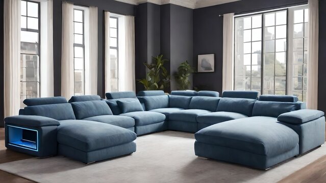 Large, comfortable sectional sofa with built-in speakers and USB ports 