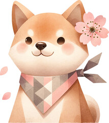 Shiba Inu Dog Head Tilt with Blossoms in Cherry Blossom Festival 01
