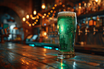 St Patrick's day green beer on a bar - obrazy, fototapety, plakaty