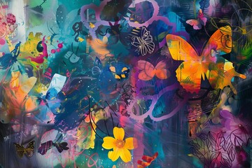 Artistic interpretation of spring awakening with abstract and colorful elements Suggesting renewal and vibrancy