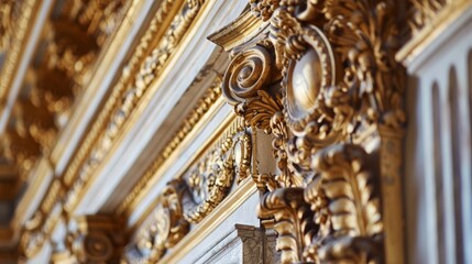 Versailles, France, Europe. Palace of Versailles Beautiful gilded baroque design elements 
