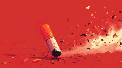 The End of a Habit - Shattered Cigarette Concept - obrazy, fototapety, plakaty