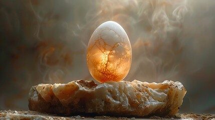 Magic egg, mythical egg, shinning inside AI Image Generative - obrazy, fototapety, plakaty