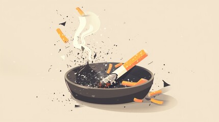 Quitting smoking concept - crushed cigarettes in ashtray